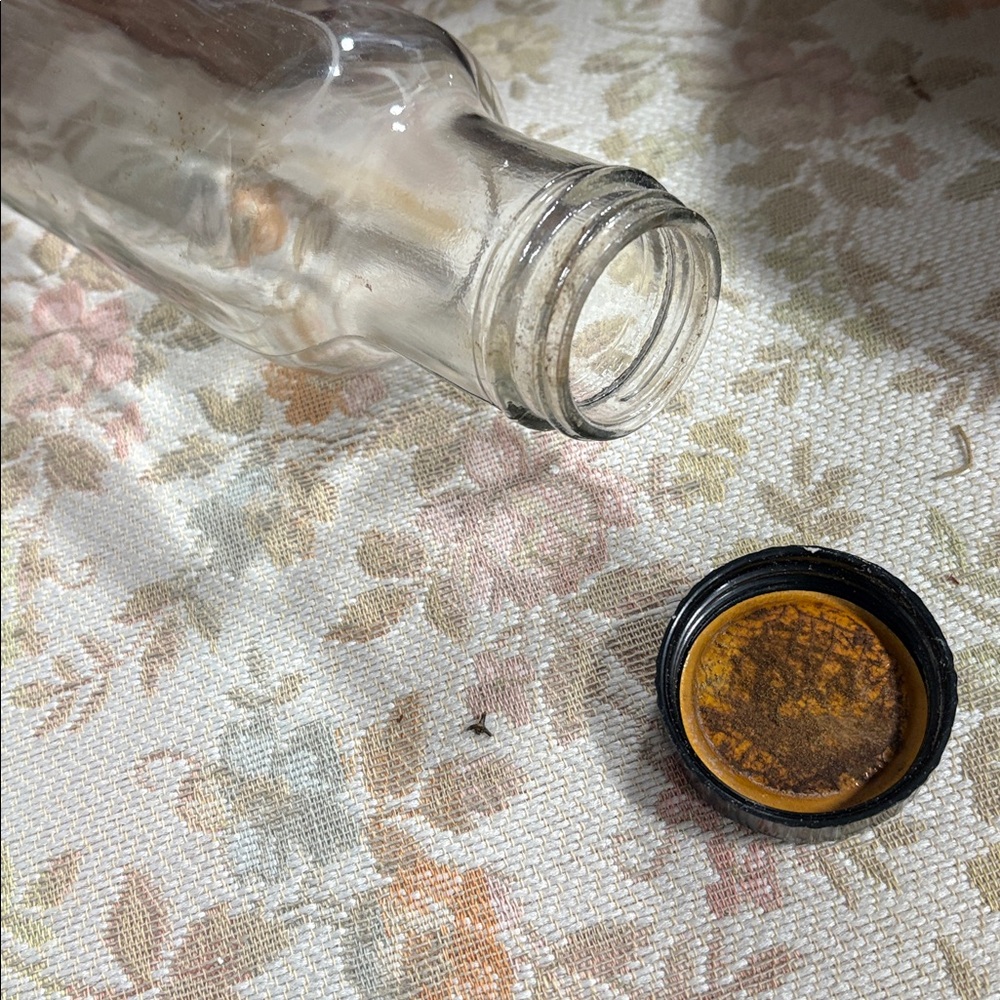 GLASS ROLLING PIN Vintage Clear Optic 14" Black Plastic End Cap Baking Antique - Picture 4 of 5